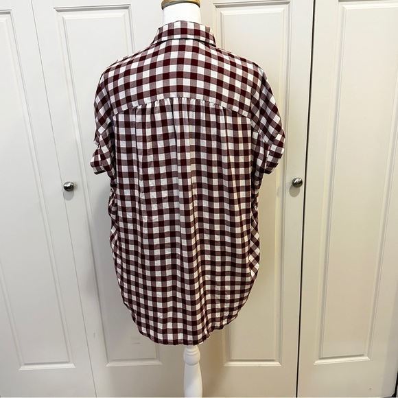 Madewell Gingham Plaid SS Popover Shirt XS Red - Picture 6 of 13